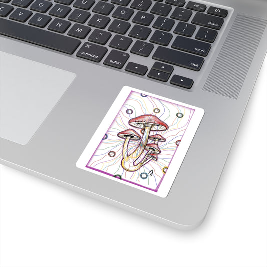 Vibrant Mushroom Kiss-Cut Stickers - Psychedelic Art for Laptops & Journals
